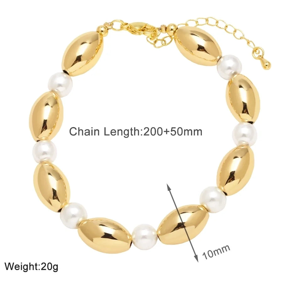 Copper 18K Gold Plated Oval Bracelets Necklace