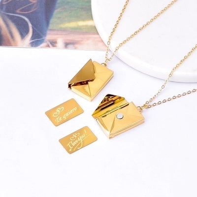 Jewelry IG Style Simple Style Commute I Love you envelope 304 Stainless Steel 18K Gold Plated Pendant Necklace