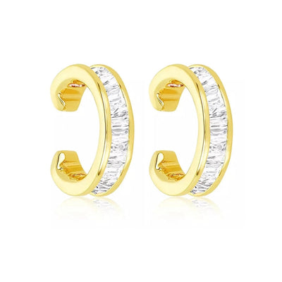 1 Pair Casual Simple Style Geometric Copper Zircon 24K Gold Plated Ear Cuffs