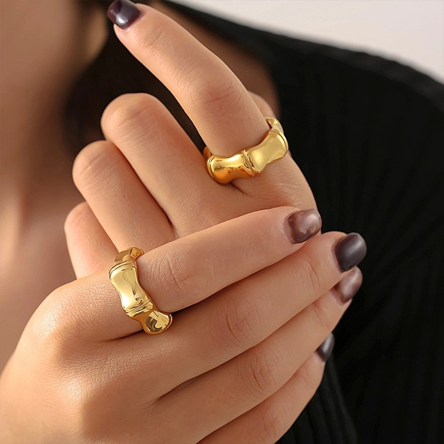 Jewelry Elegant Preppy Style Sweet Geometric 304 Stainless Steel 18K Gold Plated Rings