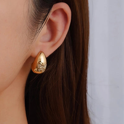 1 Pair IG Style Water Droplets Butterfly Plating Inlay 304 Stainless Steel Rhinestones 18K Gold Plated Ear Studs