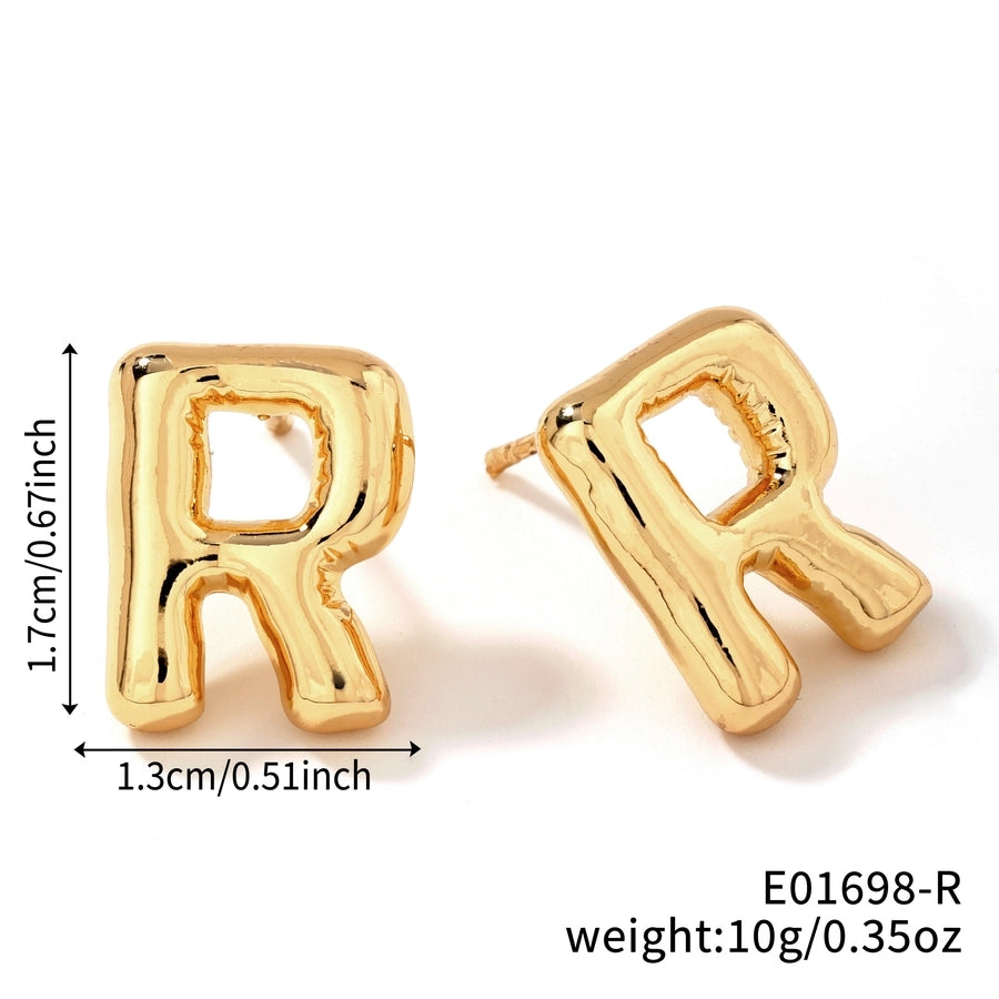 1 Pair Sweet Simple Style Shiny Letter Plating Copper K Gold Plated Ear Studs