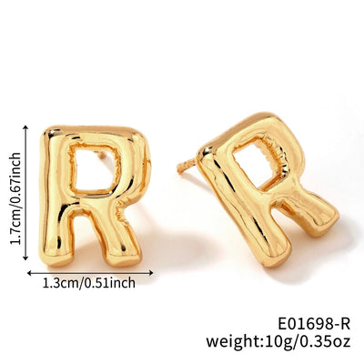 1 Pair Sweet Simple Style Shiny Letter Plating Copper K Gold Plated Ear Studs