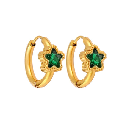 1 Pair Simple Style Commute Pentagram 304 Stainless Steel 316 Stainless Steel  Rhinestones 18K Gold Plated Earrings