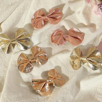 children's shiny leather bow hairpin