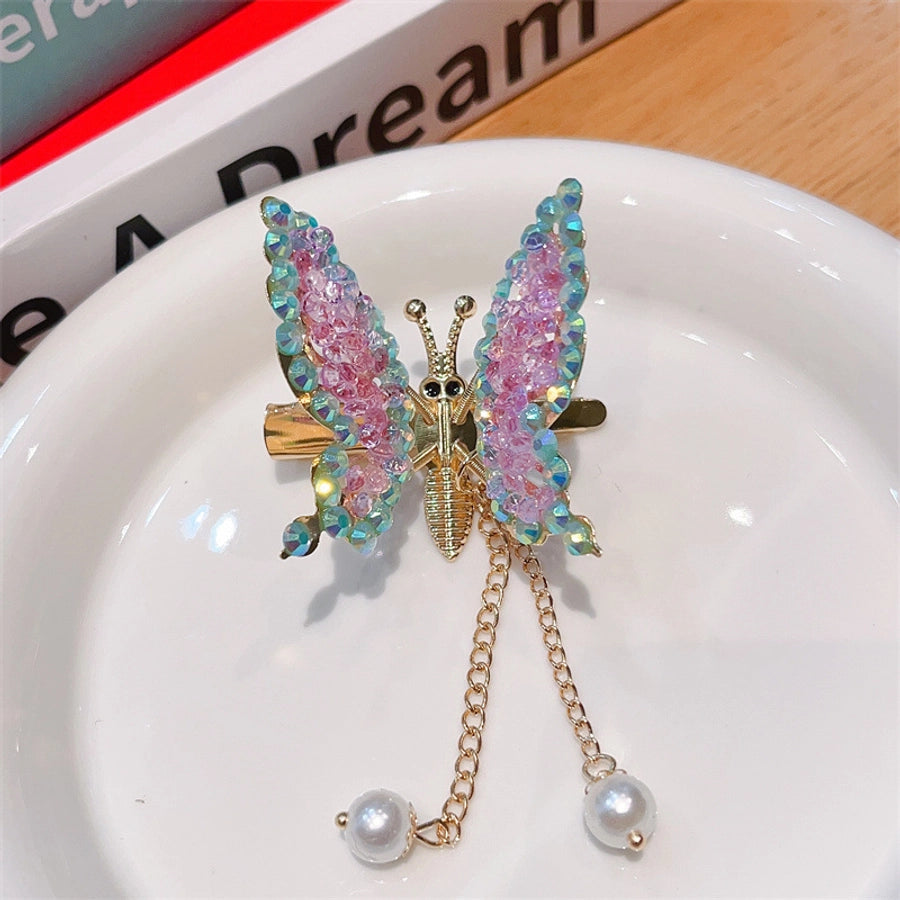 Kid'S Simple Style Butterfly Alloy Rhinestone Plating Hair Clip