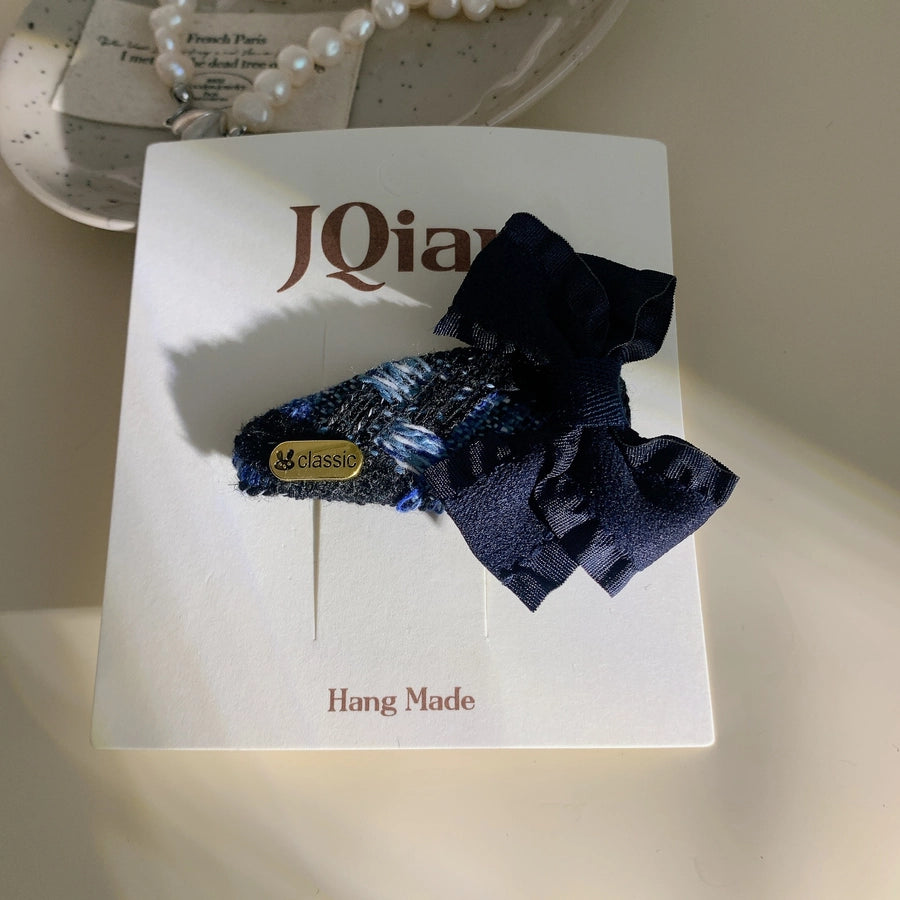 Sweet Simple Style Women's Plaid Bow Knot Cloth Hair Clip