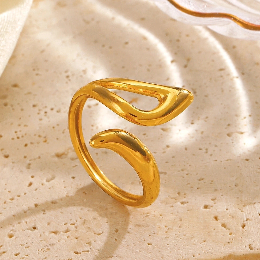 Jewelry IG Style Simple Style Lines 304 Stainless Steel 18K Gold Plated Polishing Rings