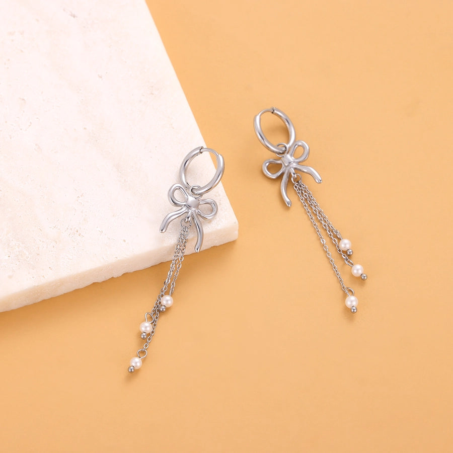 1 Pair Simple Style Bow Knot 304 Stainless Steel 18K Gold Plated Earrings