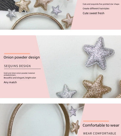 new Christmas creative small fresh five-pointed star children's hairband hair accessories metal around the side headband