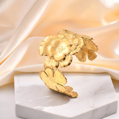 Vintage Style Sweet Flower 201 Stainless Steel Bangle In Bulk