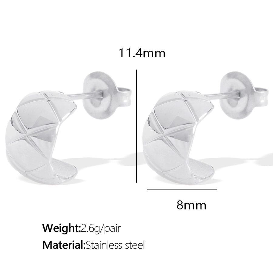 1 Pair IG Style Elegant Commute C Shape Argyle Polishing Plating 304 Stainless Steel 18K Gold Plated Ear Studs