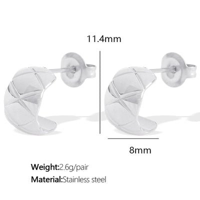 1 Pair IG Style Elegant Commute C Shape Argyle Polishing Plating 304 Stainless Steel 18K Gold Plated Ear Studs