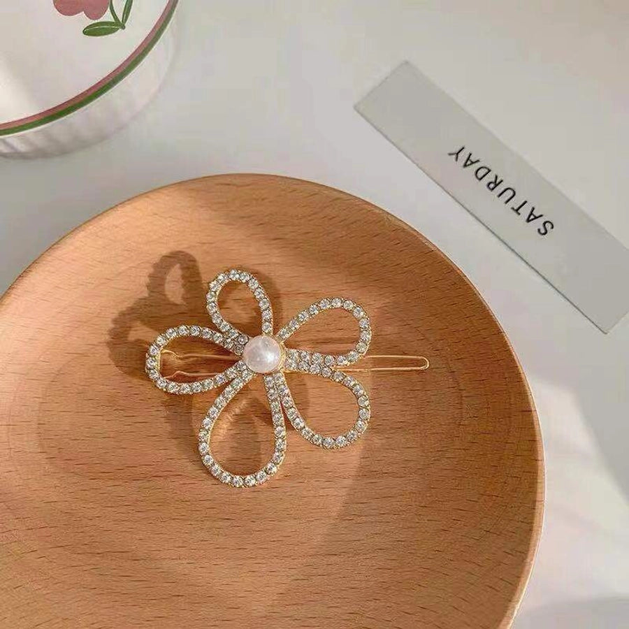 fashion heart shape butterfly snowflake imitation pearl alloy inlay rhinestones hair clip 1 piece