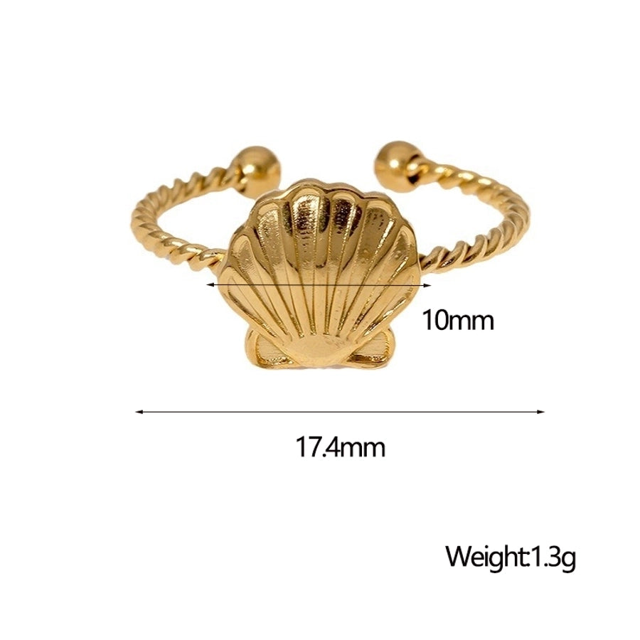 Jewelry Hawaiian Marine Style IG Style Shell 304 Stainless Steel 18K Gold Plated Stainless Steel Rings