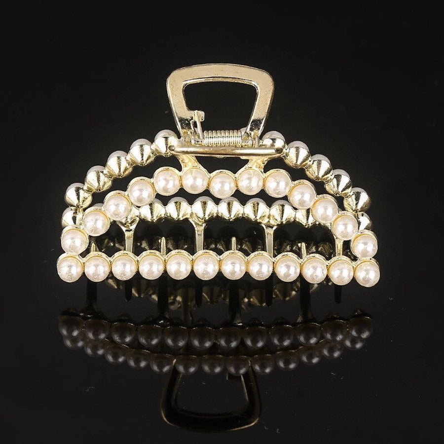 simple style solid color alloy inlay rhinestones hair claws 1 piece