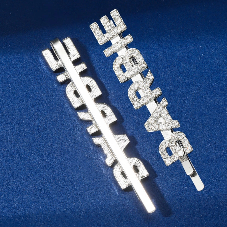 elegant sweet letter alloy plating inlay rhinestones hair clip