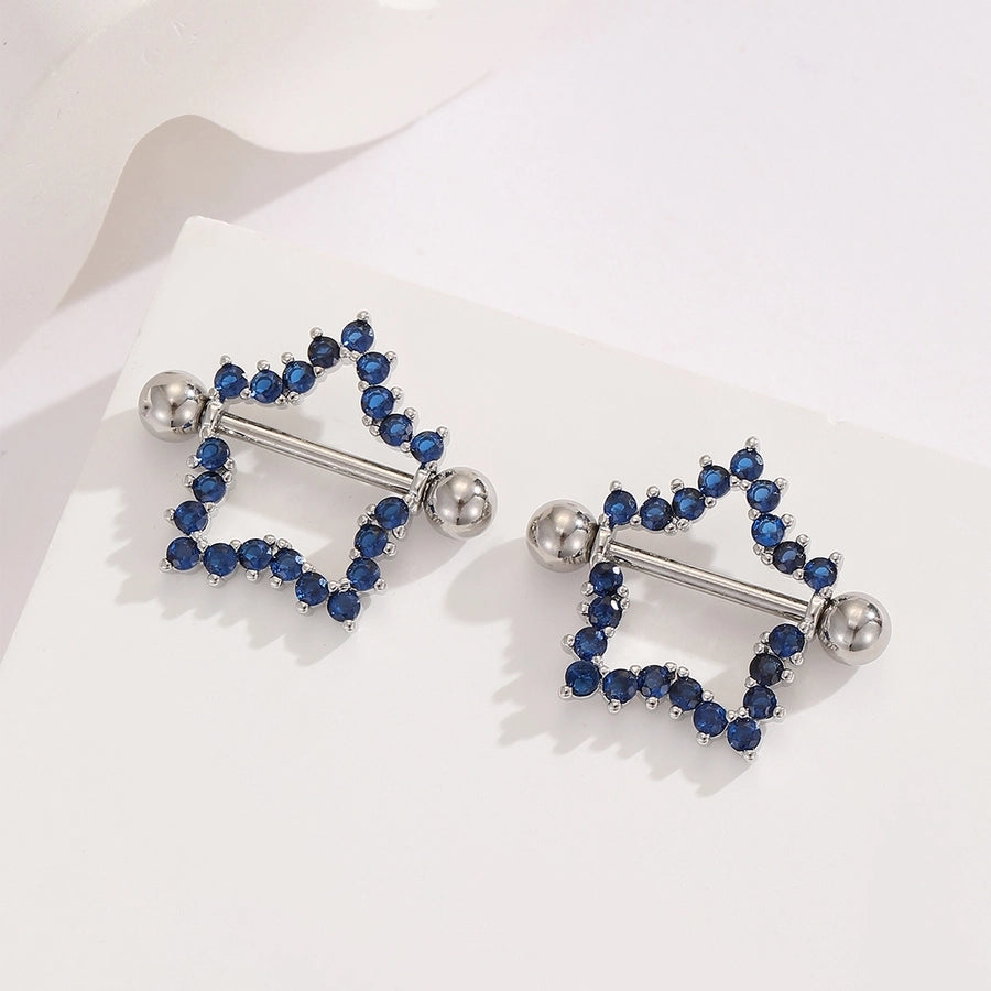 Ear Cartilage Rings & Studs Y2K Modern Style Pentagram 304 Stainless Steel Inlay Zircon Ear Cartilage Rings & Studs