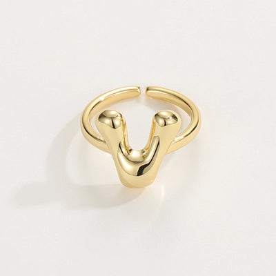 Copper 18K Gold Plated Plating Letter Copper Rings