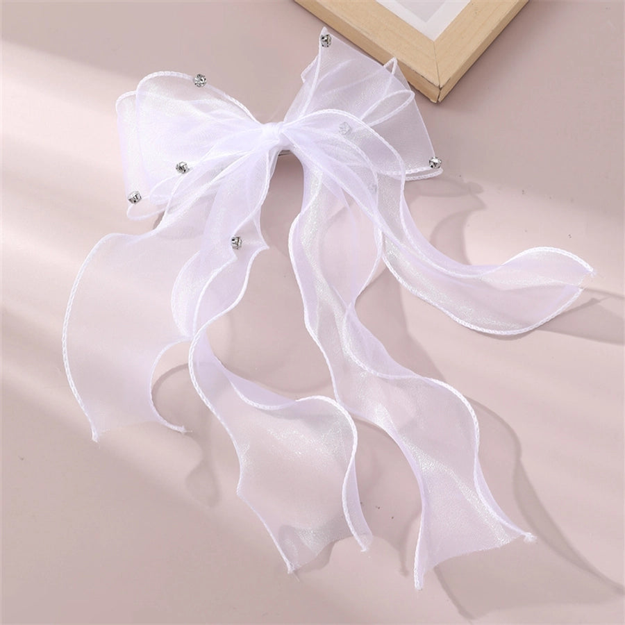 women's sweet solid color bow knot cloth hair clip
