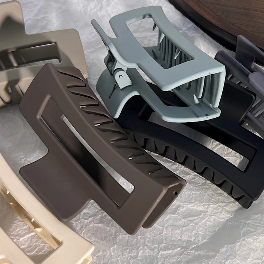 simple fashion rectangular hollow solid color plastic hair claw