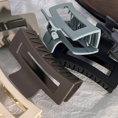 simple fashion rectangular hollow solid color plastic hair claw