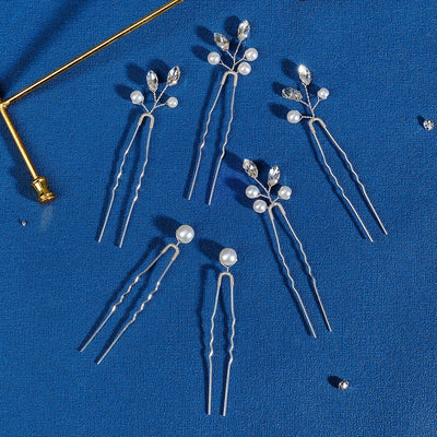 retro geometric alloy crystal pearl insert comb