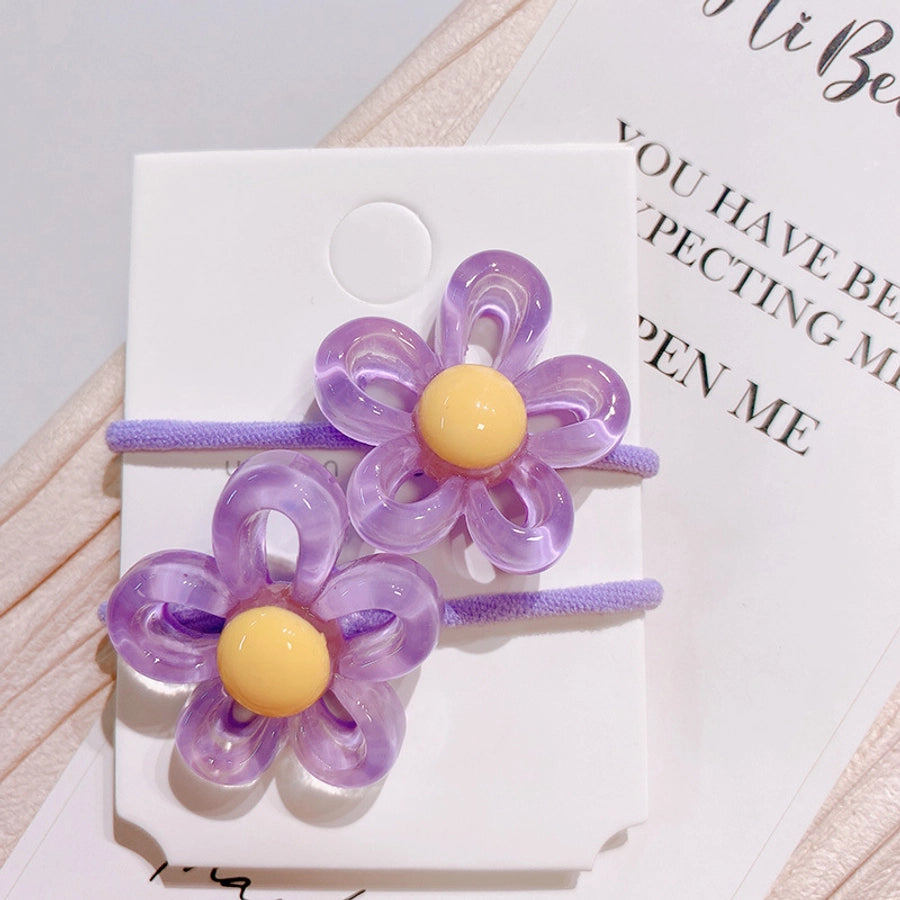 fashion flower mixed materials handmade hair tie 1 pair