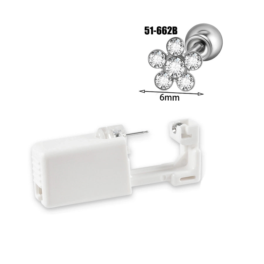 1 Piece Hawaiian Tropical Round Flower Butterfly Inlay 316 Stainless Steel  Zircon 24K Gold Plated Cartilage earrings