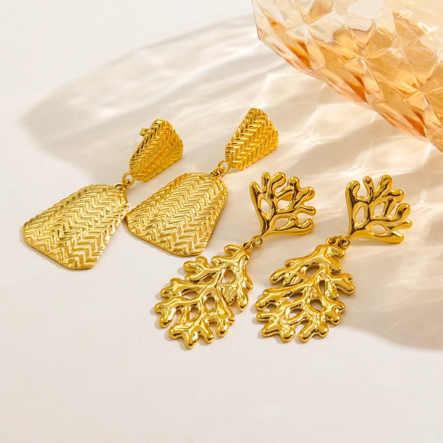 1 Pair IG Style Elegant Simple Style Trapezoid Coral 304 Stainless Steel 18K Gold Plated Drop Earrings