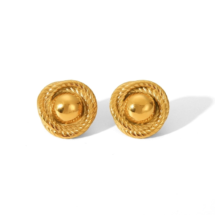 1 Pair IG Style Classic Style Thread 304 Stainless Steel Titanium Steel 18K Gold Plated Ear Studs