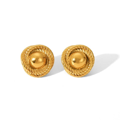 1 Pair IG Style Classic Style Thread 304 Stainless Steel Titanium Steel 18K Gold Plated Ear Studs