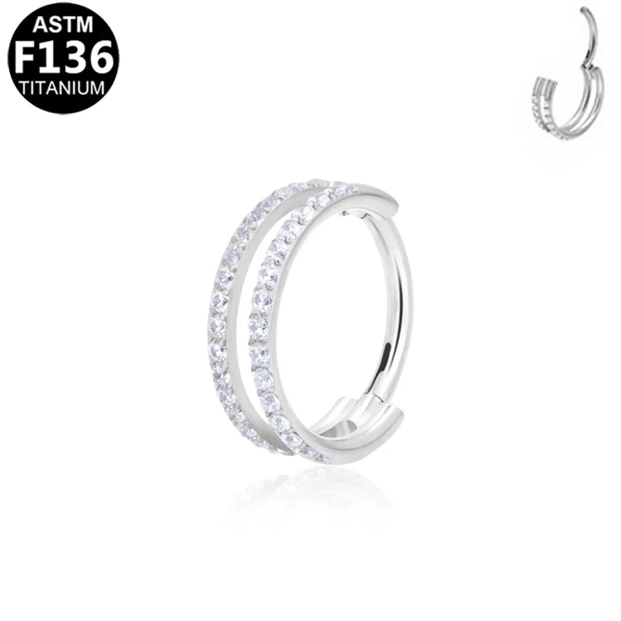 1 Piece Nose Rings & Studs Simple Style Classic Style O-Shape Pure Titanium Titanium Alloy Zircon 14K Gold Plated White Gold Plated Ear Cartilage Rings & Studs Nose Rings & Studs