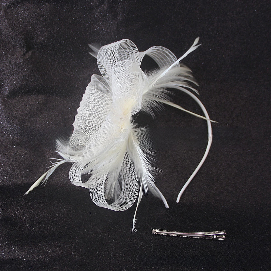 wave elastic net handmade bow feather hair accessories performance banquet accessories