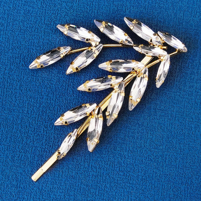 sweet simple style leaf alloy inlay rhinestones hair clip