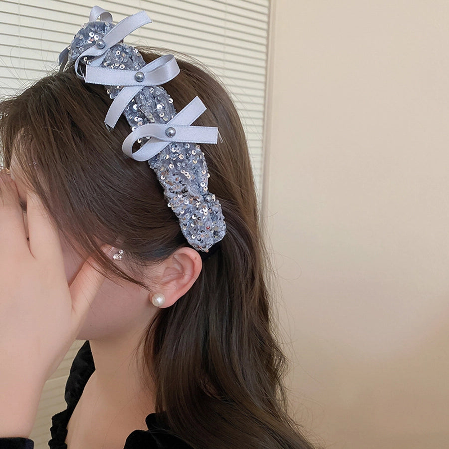 Women's Simple Style Solid Color Imitation Pearl Cloth Hair Band