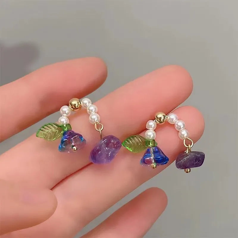 1 pair sweet flower plating alloy earrings