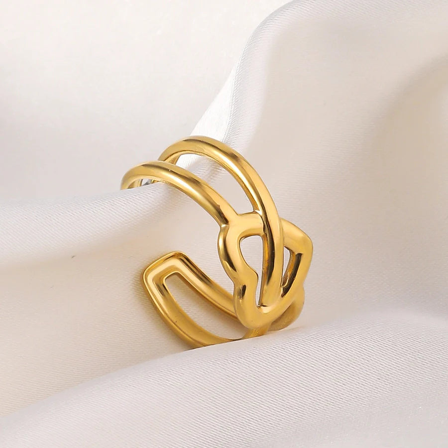 Jewelry Elegant Heart Shape Titanium Steel Open Rings