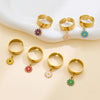 Jewelry Elegant Retro Solid Color 304 Stainless Steel Enamel Open Rings