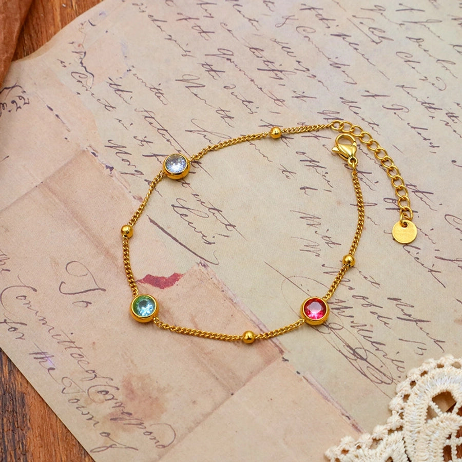 IG Style Modern Style Geometric 304 Stainless Steel Zircon Bracelets In Bulk