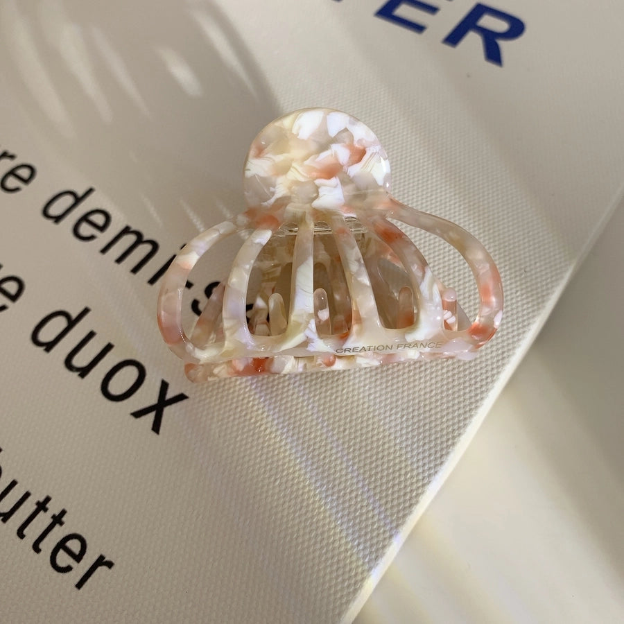 Women's Casual Simple Style Marble Shell Acetic acid sheets Hollow Out Hair Claws