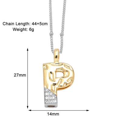 Jewelry Modern Style Simple Style letter 201 Stainless Steel Copper Zircon 18K Gold Plated Mixed Metal Inlay Pendant Necklace