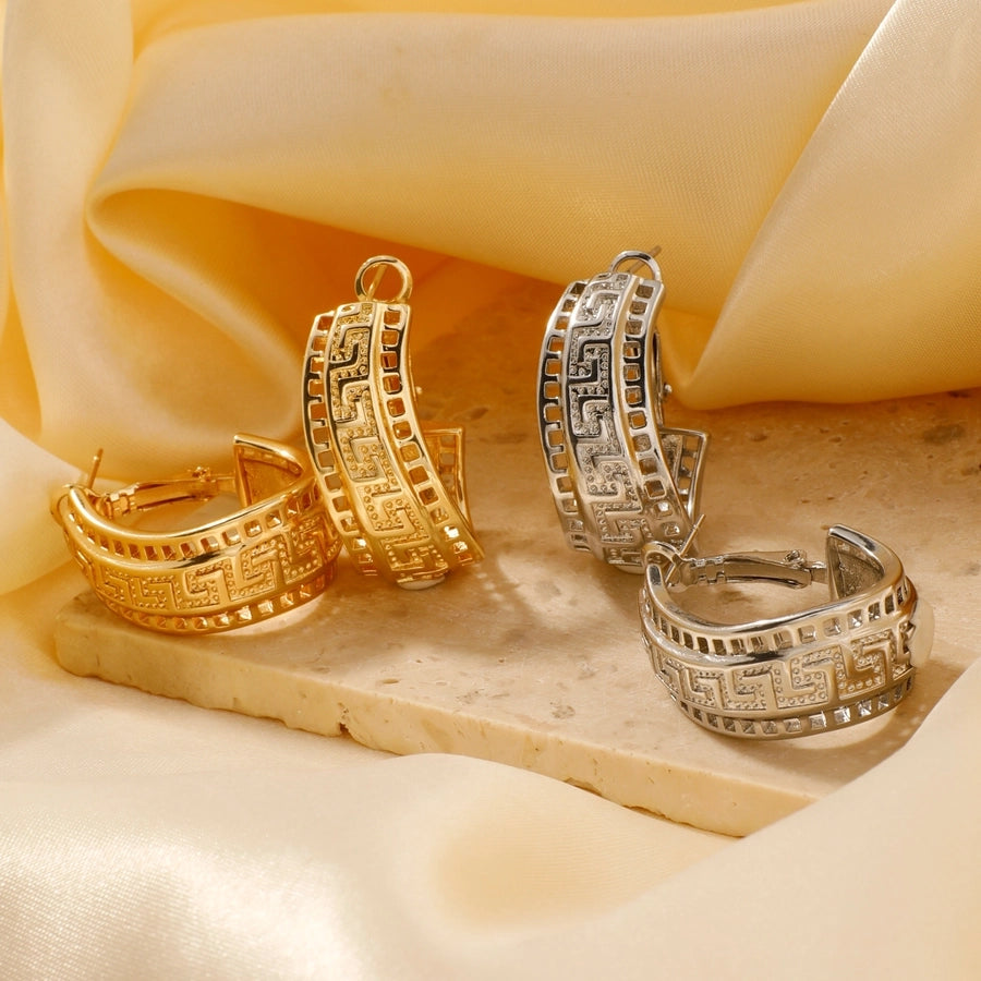 1 Pair Elegant Lady Shiny Geometric Inlay Copper Zircon K Gold Plated Rhodium Plated Earrings