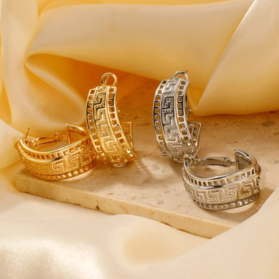 1 Pair Elegant Lady Shiny Geometric Inlay Copper Zircon K Gold Plated Rhodium Plated Earrings