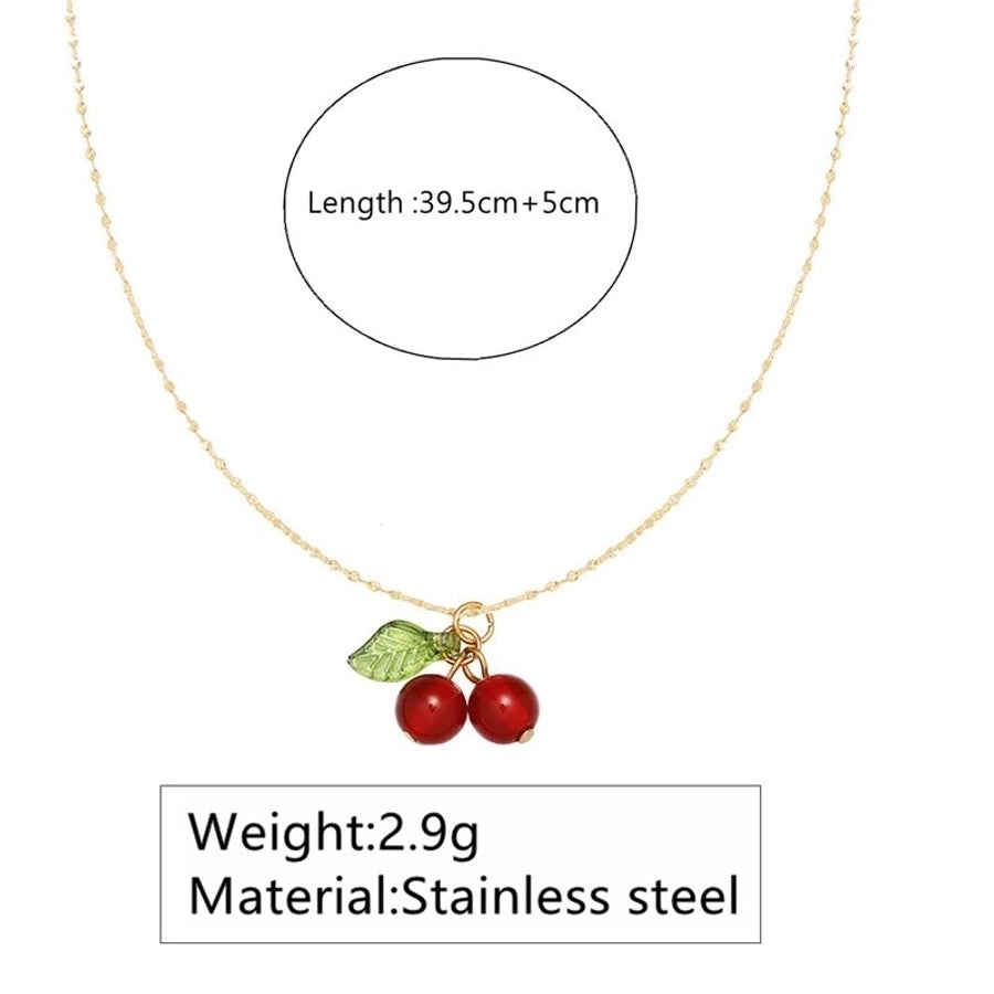 Jewelry Simple Style Commute Cherry 304 Stainless Steel 18K Gold Plated Plating Pendant Necklace
