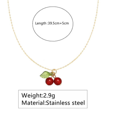 Jewelry Simple Style Commute Cherry 304 Stainless Steel 18K Gold Plated Plating Pendant Necklace