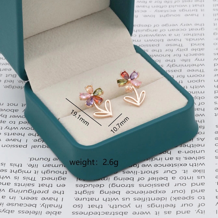 1 Pair Elegant Lady Romantic Flower Plating Inlay Copper Zircon K Gold Plated Ear Studs