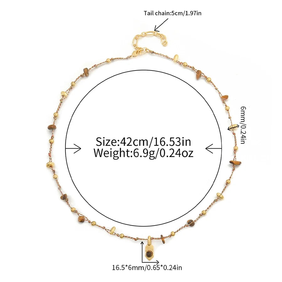 Casual Cute Commute Irregular 304 Stainless Steel natural stone Copper Woven Chain Necklace In Bulk