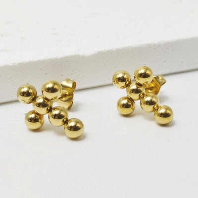 1 Pair IG Style Classic Style Cross 304 Stainless Steel 18K Gold Plated Ear Studs