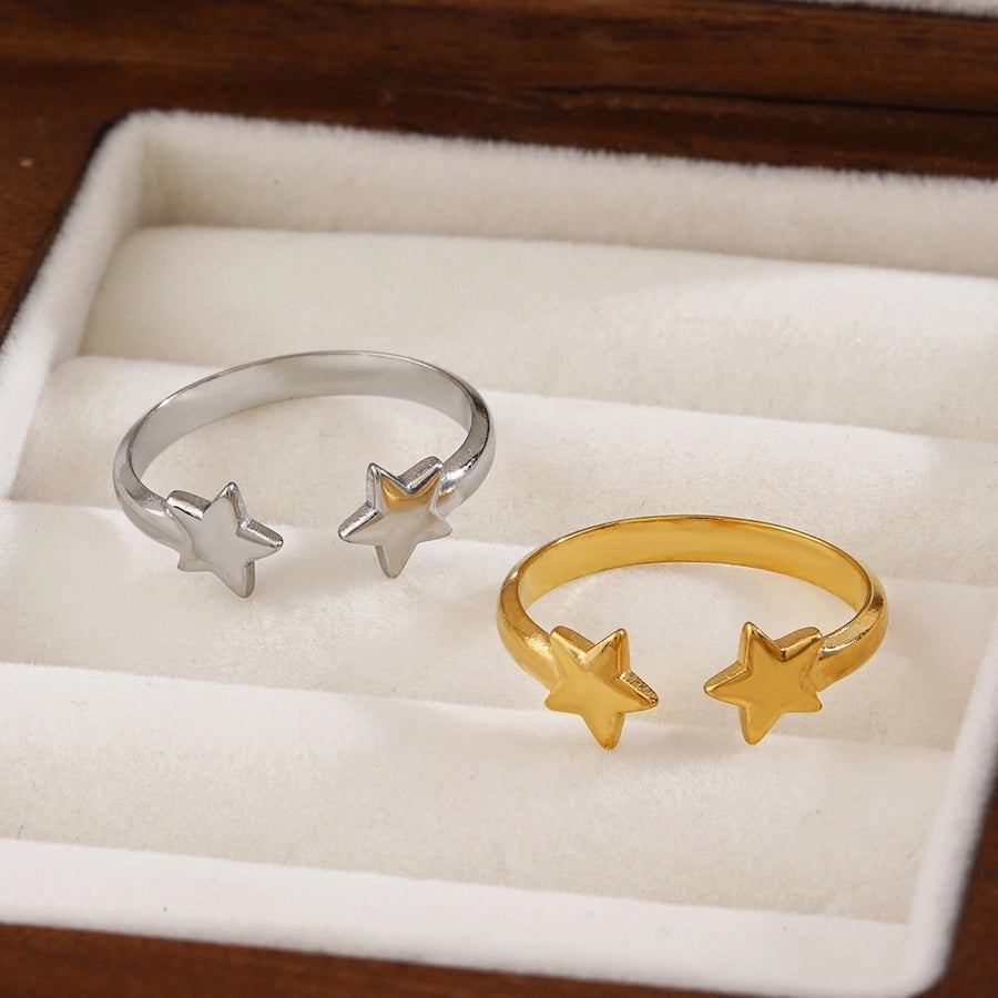 Jewelry Simple Style IG Style Star 304 Stainless Steel 18K Gold Plated Open Rings